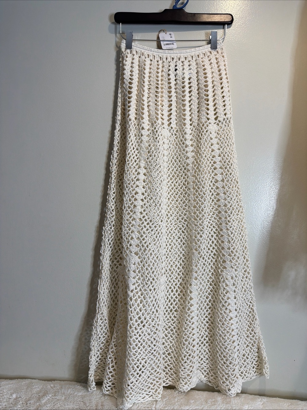 Free People Akoia Pelita Open Knit Mesh Fishnet Crochet Coverup Maxi Skirt L - Picture 4 of 8